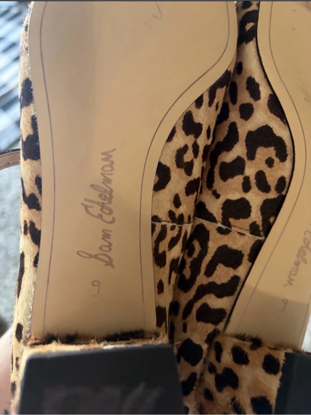 Sam Edelman Leopard Print Pointed Slingback Heels in Tan and Black - Picture 4 of 12
